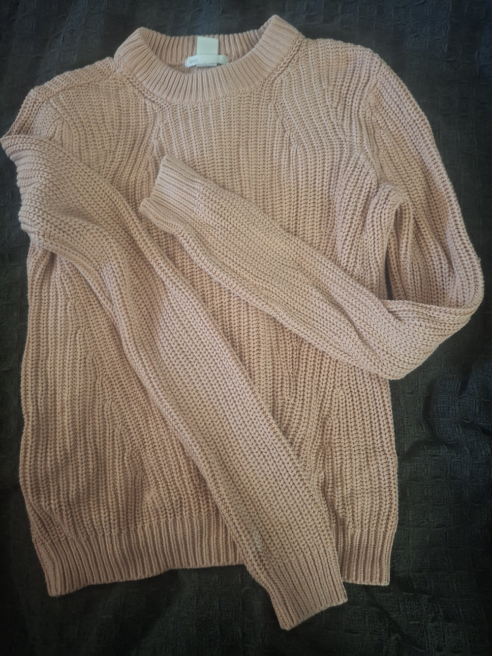 Women’s Chunky Knit Crewneck Sweater - Blush Pink